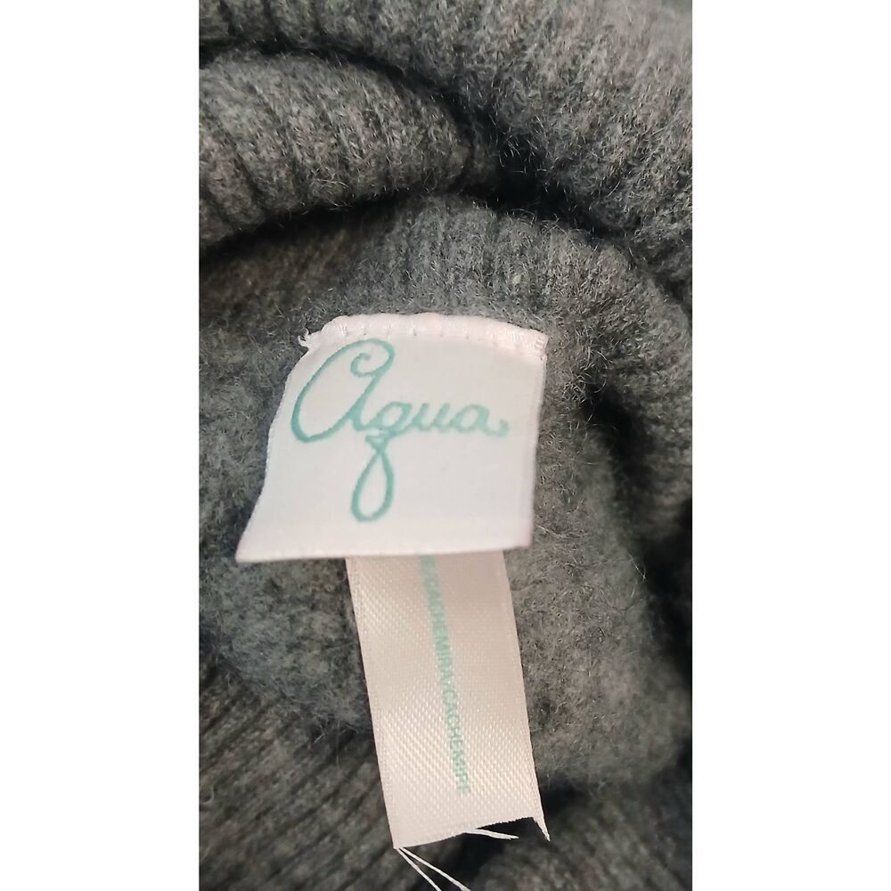 Aqua cashmere womens small sweater cable knit turtleneck gray longsleeve - Picture 7 of 9